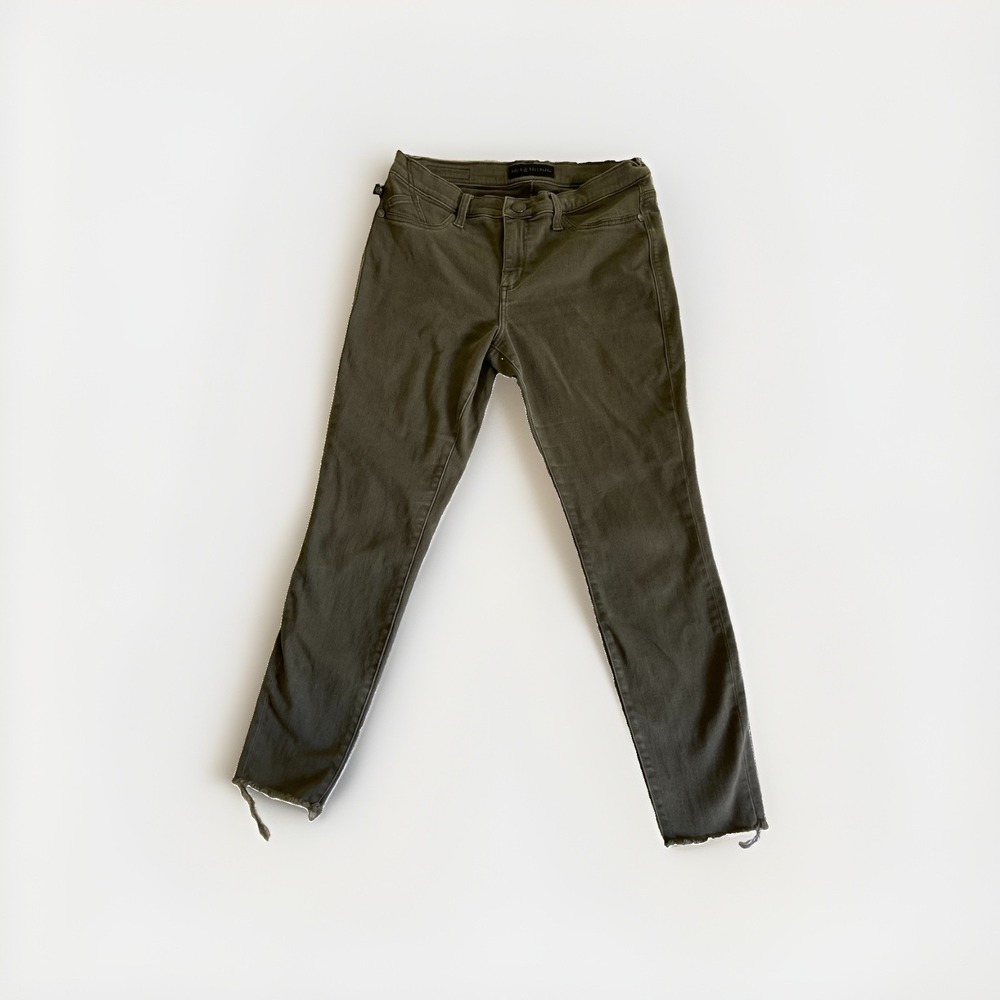 Rock & Republic Womens Skinny Jeans‎ Olive Green Raw Hem Size 29x25